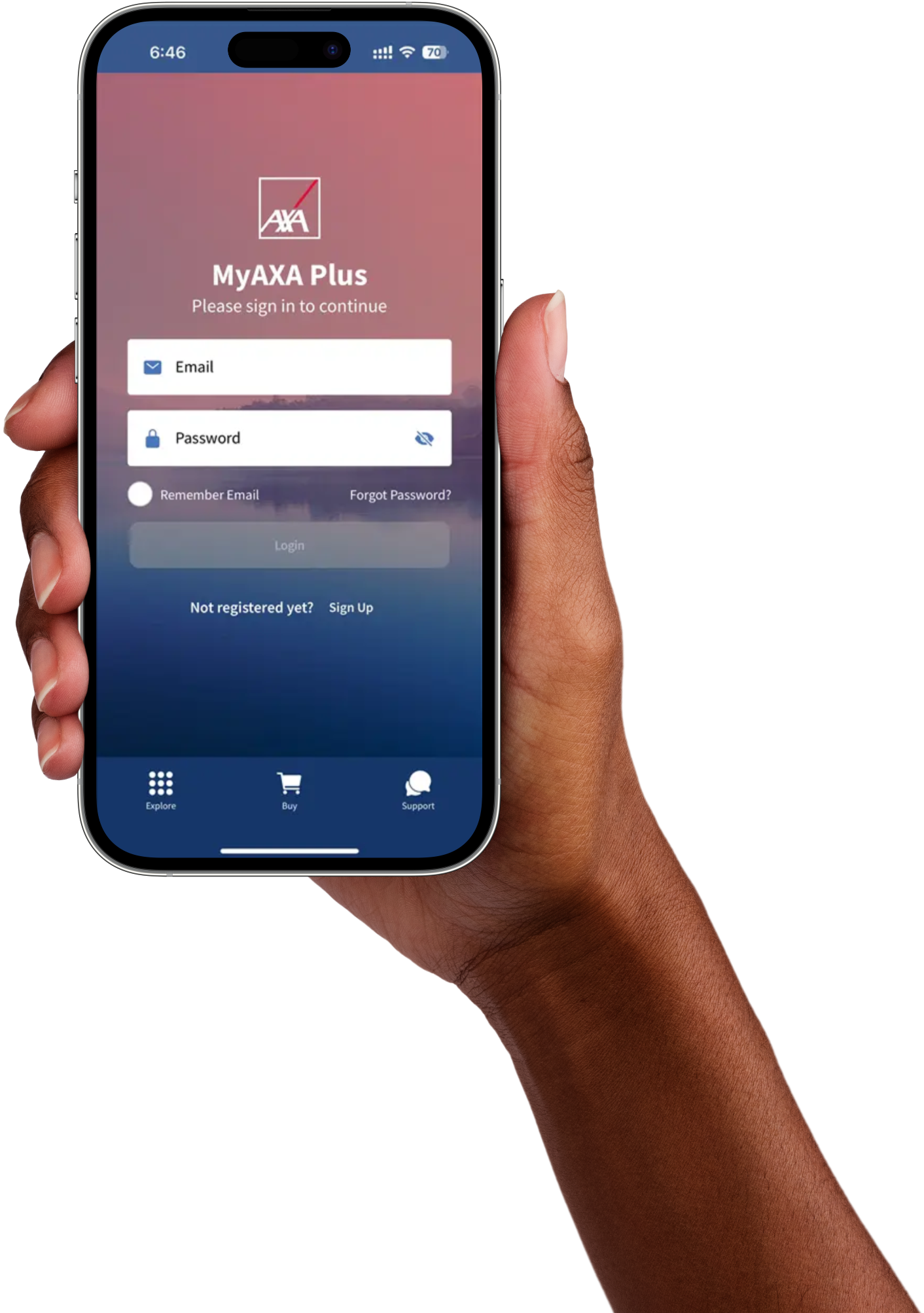 MyAXA Plus app on a mobile phone